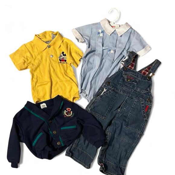 12m Vintage lot 4 one pieces, construction tool overalls, and cardigan - Picture 1 of 8